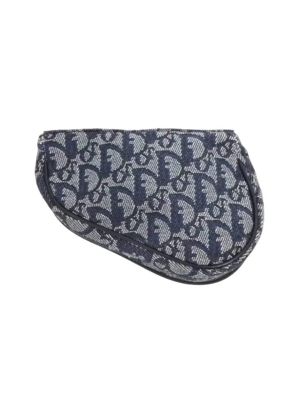 Dior Saddle Pouch Trotter Pattern Canvas Leather Navy Gold